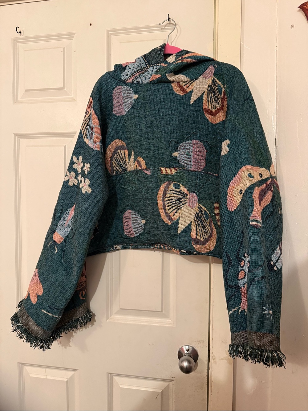 Whimsical Wearable: Tapestry Hood Bugs